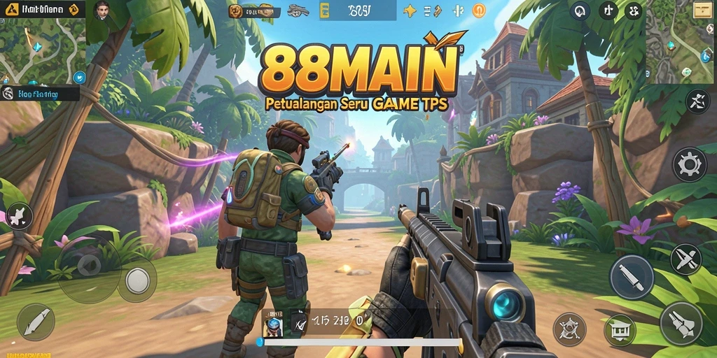 Tampilan gameplay seru dalam 88MAIN dengan aksi tembak-menembak.