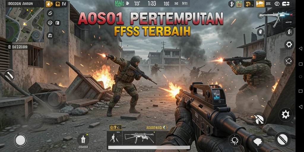 Screenshot gameplay BOS01 menunjukkan aksi pertempuran yang mendebarkan.