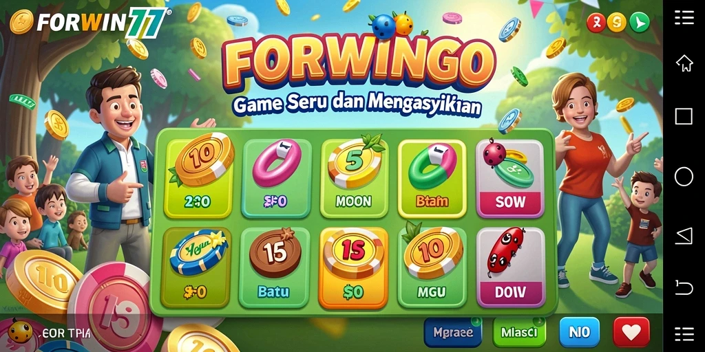 Tampilan gameplay Bingo FORWIN77 yang menarik dan penuh warna.