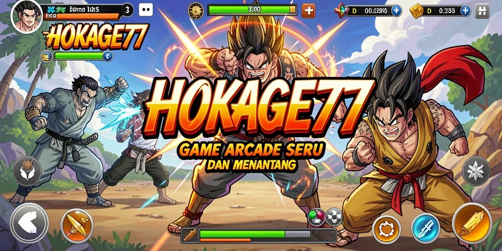Screenshot utama menampilkan serunya gameplay HOKAGE77 di tengah aksi.