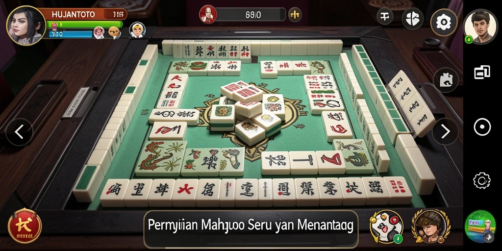 Tampilan gameplay menarik dari HUJANTOTO yang menampilkan ubin mahjong.