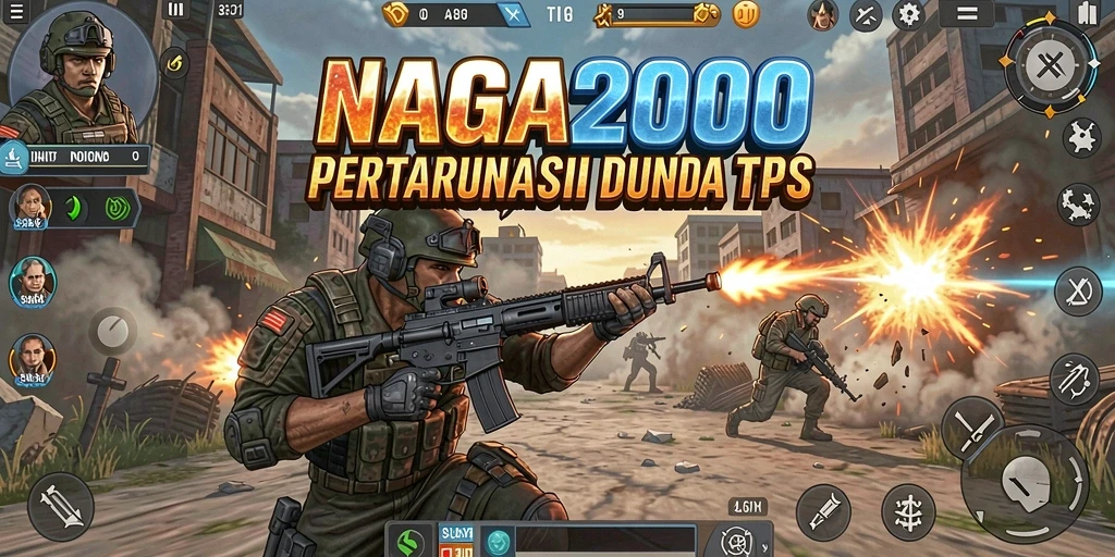 Screenshot gameplay NAGA2000 yang menunjukkan aksi seru dalam TPS.