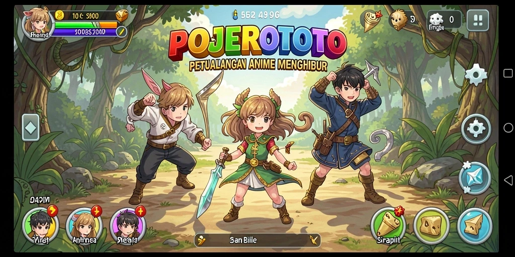 Tampilan gameplay seru POJEROTOTO dengan karakter Anime.