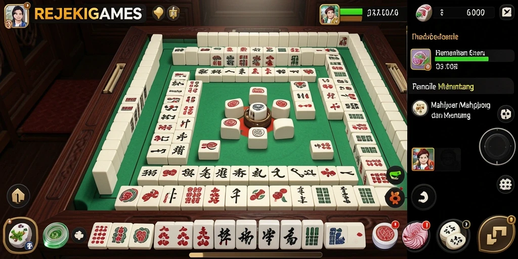 Tampilan menarik dari gameplay Mahjong di REJEKIGAMES.