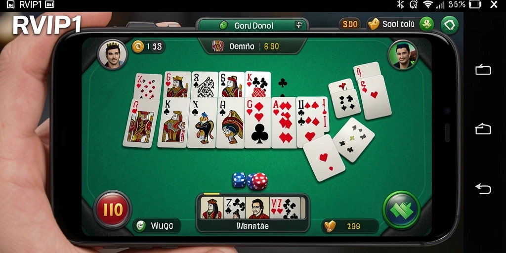 Tampilan gameplay seru dalam RVIP1 yang menampilkan aksi domino.
