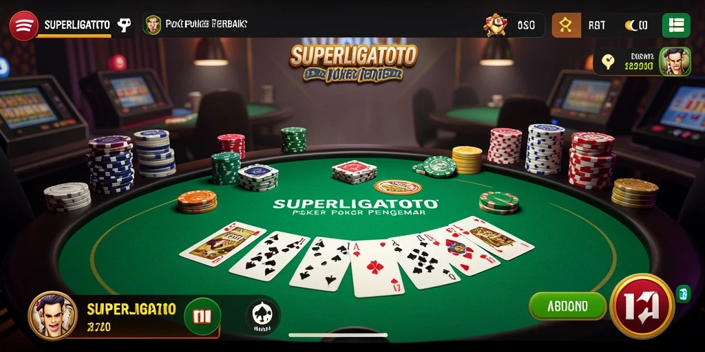 Tampilan gameplay Poker yang mendebarkan di SUPERLIGATOTO.